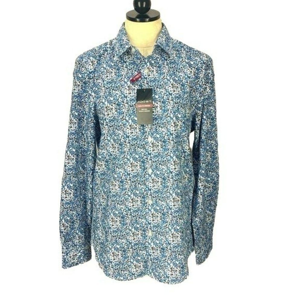 A(X)IST AXIST Parisian Blue Slim Fit Stretch Button Down Shirt Size‎ Small S